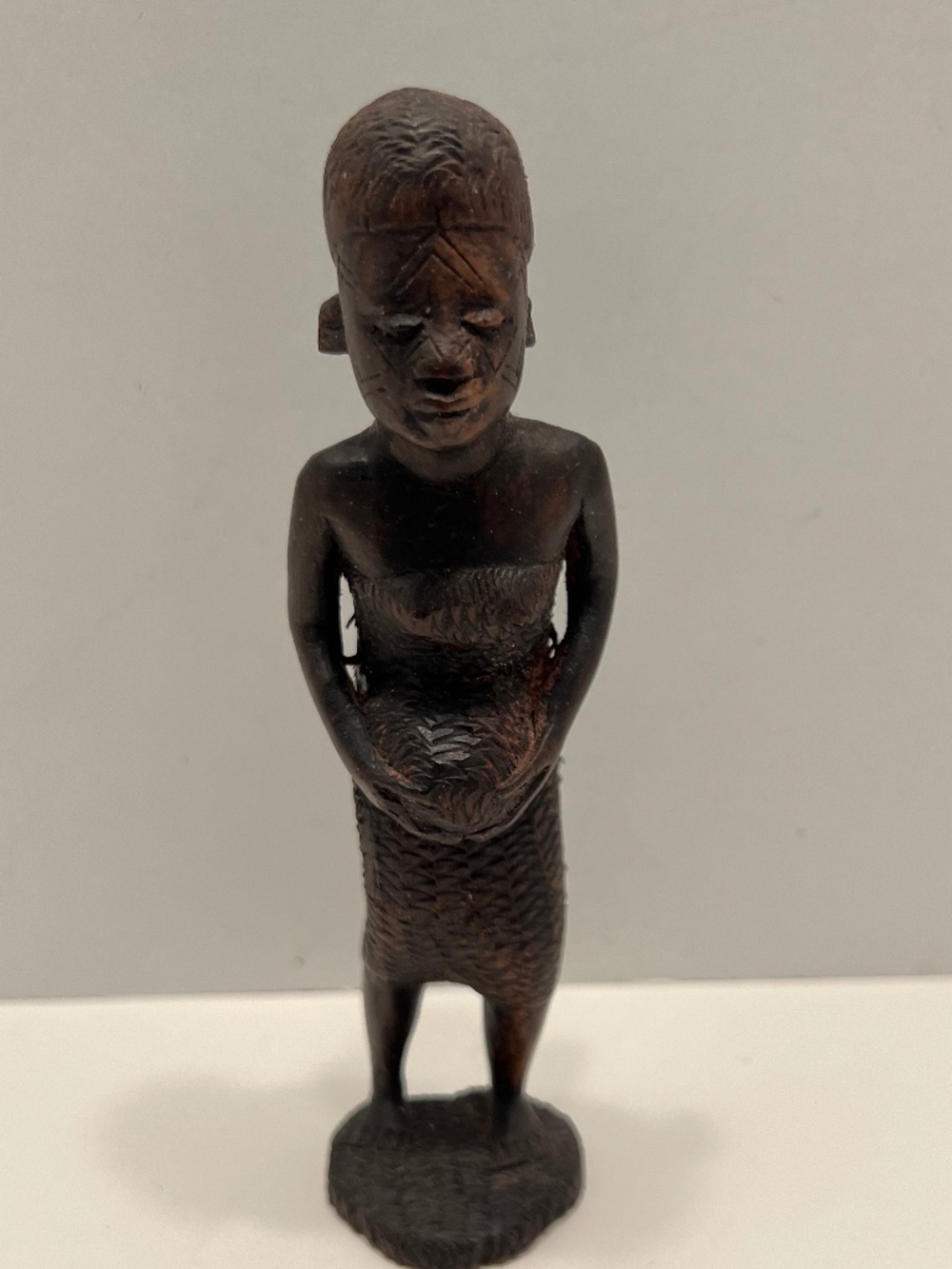 Hand Carved Wooden Tribal Woman Statue African Folk Art Figure 6"
